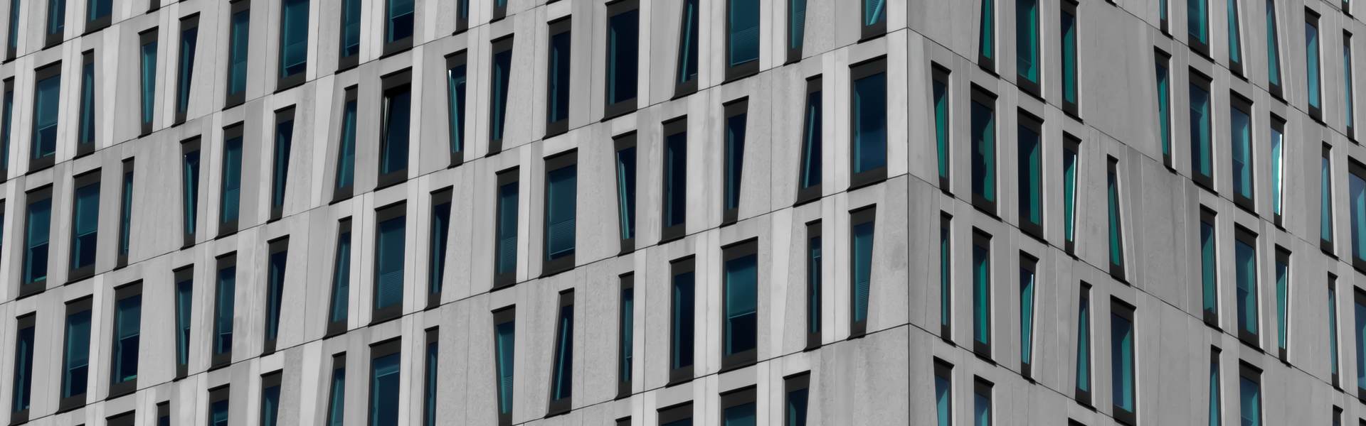 Facade of a modern gray office building